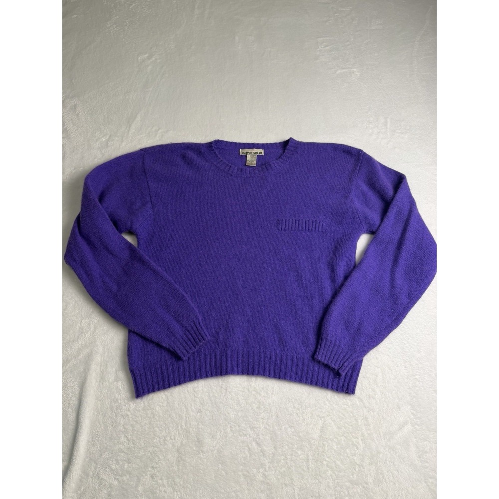 Cara Soho Vintage 90's Purple Crewneck Lambswool Pullover Sweater M - Picture 4 of 6